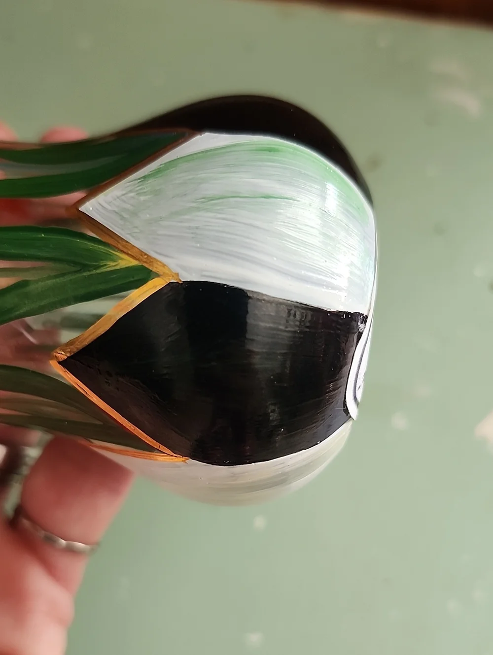Mackenzie Childs Hand-Painted Tulip Tea Glass Vase with Gold Rim